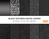 Black Textured Digital Papers Pack
