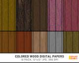 Colored Wood Digital Papers Pack