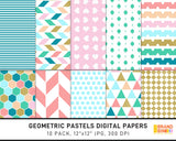 Geometric Pastels Digital Papers Pack