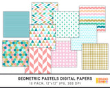 Geometric Pastels Digital Papers Pack