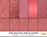Rose Gold Foil Digital Papers Pack