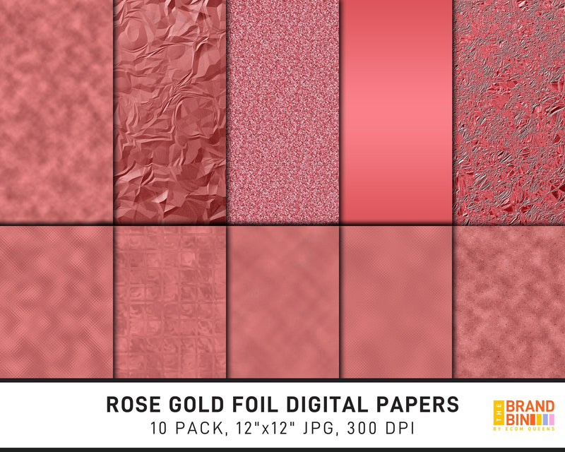 Rose Gold Foil Digital Papers Pack