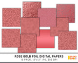 Rose Gold Foil Digital Papers Pack