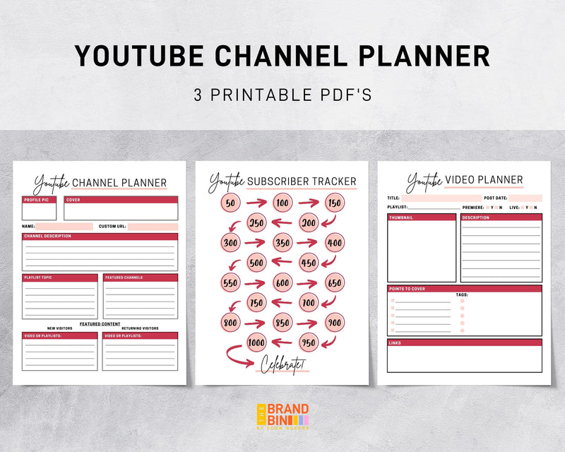 YouTube Channel Printable
