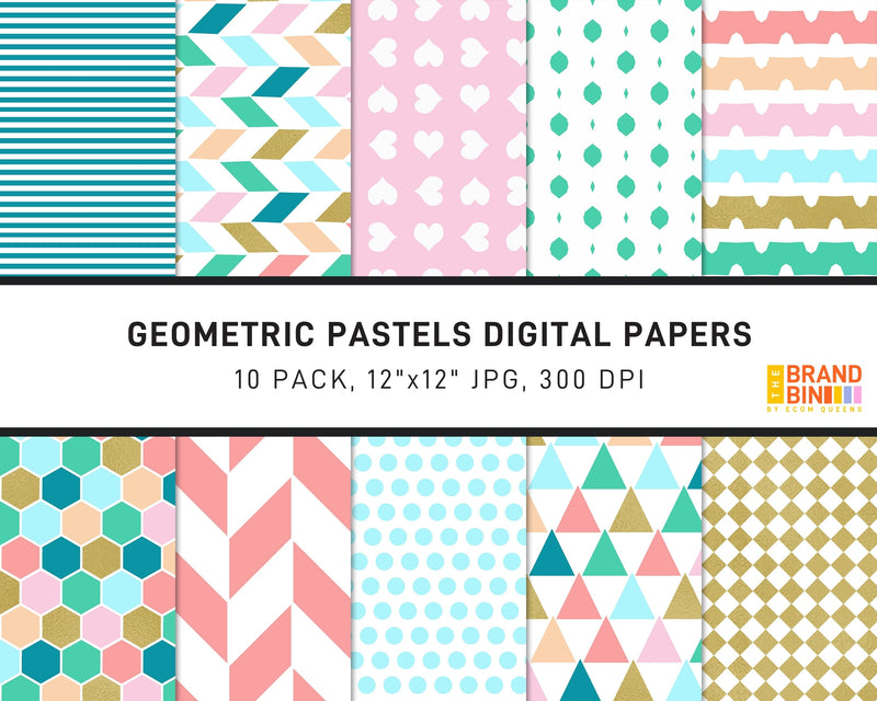 Geometric Pastels Digital Papers Pack