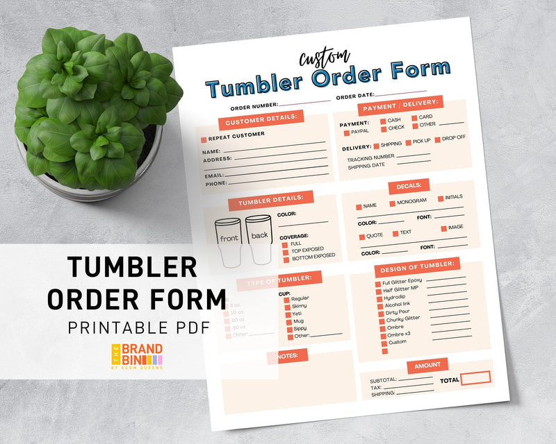 Tumbler Order Form Printable